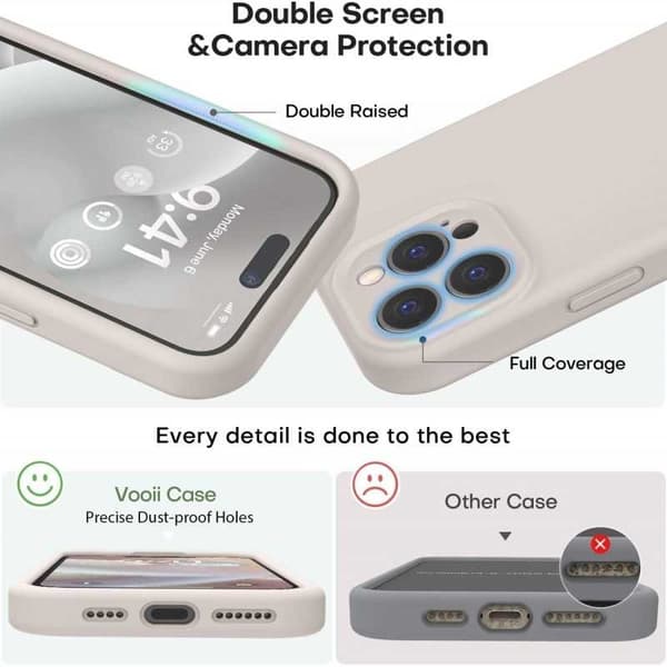 iPhone 15 Pro Gummibelagt Deksel med Kamerabeskyttelse Liquid V2 - Retro White