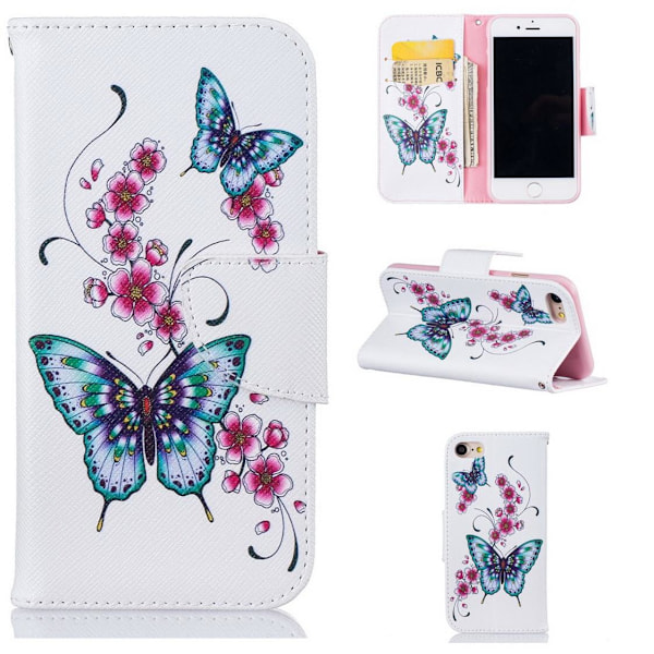 Plånboksfodral Apple iPhone 8 – Fjärilar och Blommor