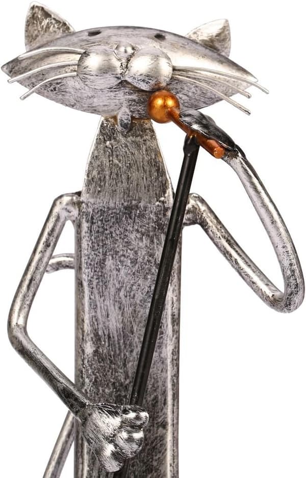 Metallskulptur av katt med gitarrfigur, gåvor till Thanksgiving