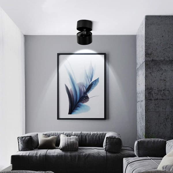 12 W LED takspotlight, overflatemontering, justerbar aksent