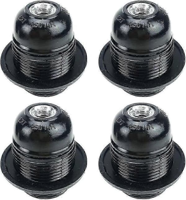 Svart E27 Skruv, E27 Lamphållare, 4st E27 Sockel, E27 Sockel Glödlampa, Solid Lampa, Svart Adapter Sockel