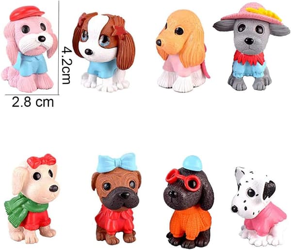 8 stk. hundekagepynt, hvalpekagepynt, minihund