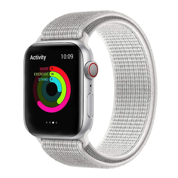 Apple Watch 42mm / 44mm / 45 Armband Vit Reflex Nylon Svart one size