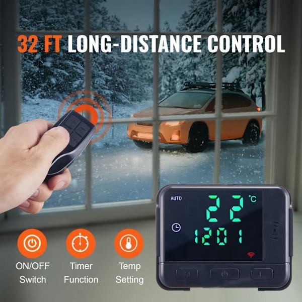 Allt-i-ett dieselvärmare - VEVOR - 12V 5kW 0,16-0,52L-h LCD-kontroll Fjärrkontroll