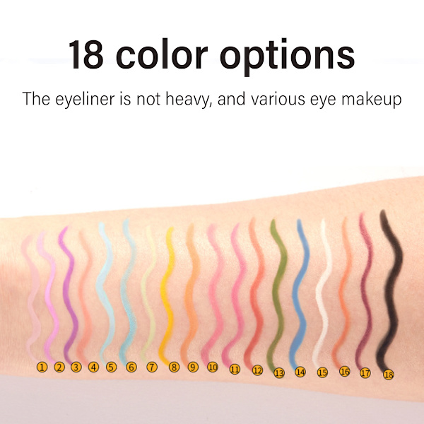 18 Färgade Retraktila Matta Gel Eyeliners Ögonpennor Pennset Flerfärgad för kvinnor, Regnbåge Vattentät Färgad Eyeliner Ögonskugga Penna