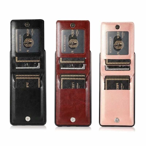 Samsung S21 FE Mobilskal Korthållare 5-FACK Retro V3 Brun