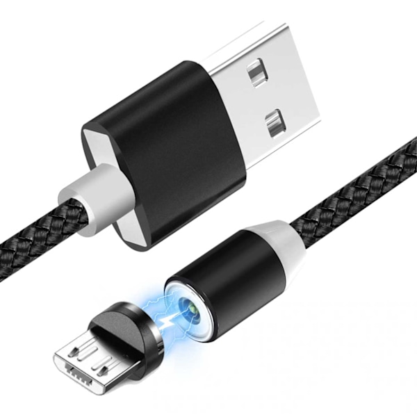 1m Magnetisk Micro-USB Quick Charge 3.0 Laddkabel Android svart