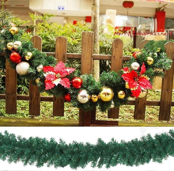 LED Julekrans, 2,7 M Kunstig Julekrans Med Lys, Ferdigbelyst Julekrans Ornament Festdekorasjon