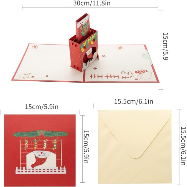 Färgglada pop up julpresentkort med julkuvert