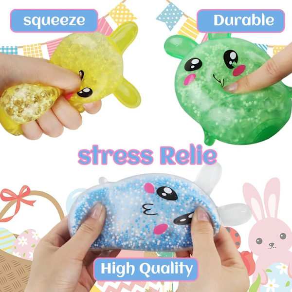 Påske Stressbold*6 stk., Påskeæg Klemmebolde, Squishy Bold,