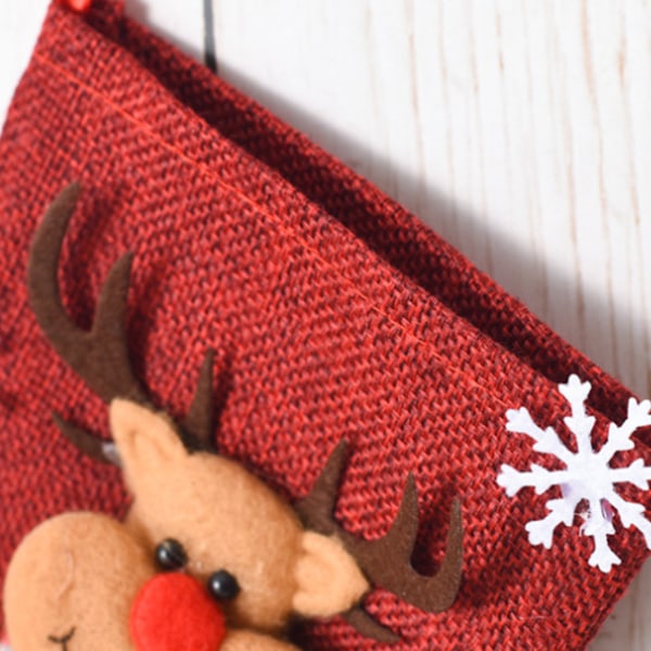 Julstrumpor Set om 4, Klassisk Stil Säckväv Fluff Non-Woven, Stor Öppning Uppe Rymlig Insida, Miljövänligt Linne, Återanvändbara År Efter År