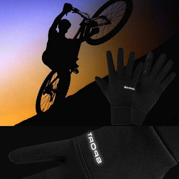 Vinter Touch Screen Uppvärmda Handskar, Reflekterande Cykelhandskar för Män och Kvinnor, Halksäkra Sport Handskar för Cykling Motorcykel