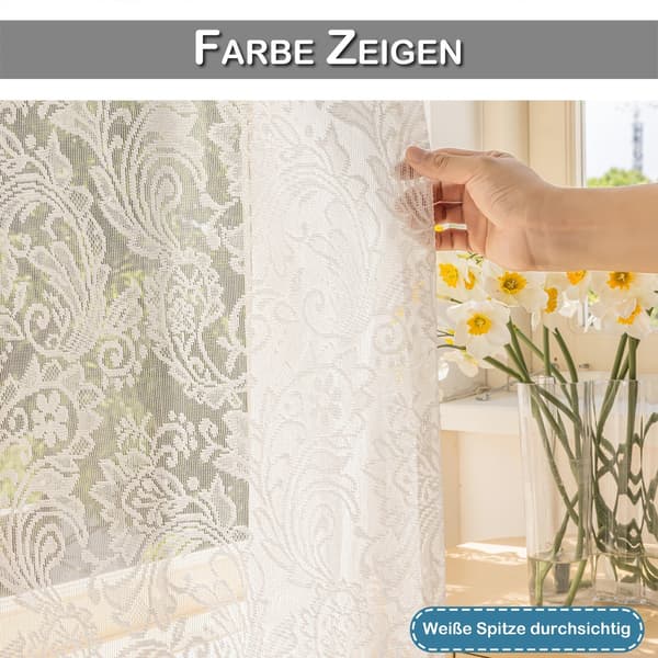 Bredd×Höjd: 140×250cm (2 delar) gardin elegant spets, pärlor, rullgardinstång