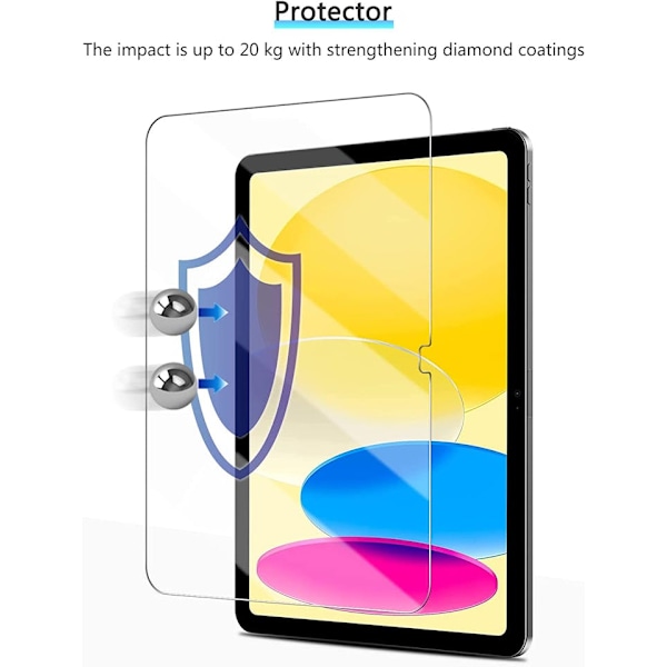 2-Pack Skärmskydd för iPad 10 (10,9 Tums, 2022 Modeller 10:e Generationen) Härdat Glas