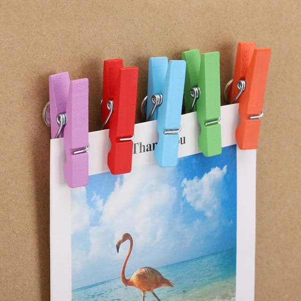 50-pack (Färgglada) häftstift med träklämmor för anslagstavla, Ar