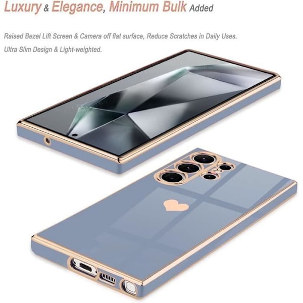 Skal till Samsung Galaxy S24 Ultra med hjärtskydd TPU Blå Blå