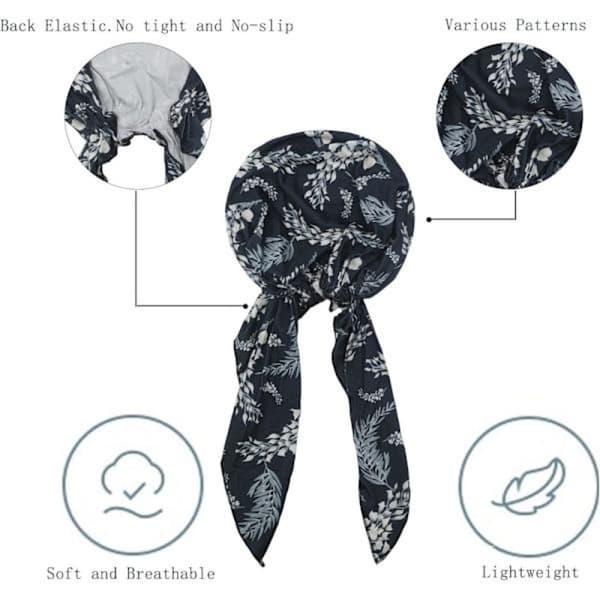 Sommerlue for kvinner, kjemolue, turban, hodeplagg, forbundet hodeplagg Leaves Navy