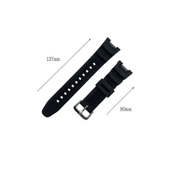För C Asio SGW-100 Serien Loop-Justerbart Armband Silikonband Ersättningsrem (LGL) Svart Black