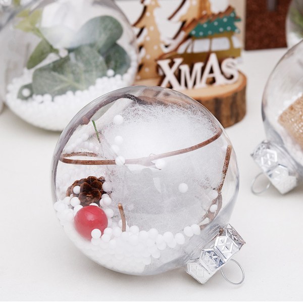 Juldekorationer med jultema, krossäkra klara ihåliga kulor, 16 st DIY-plastkulor, perfekta för kommersiella juldekorationer