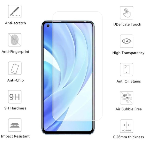Mi 11 Lite Skärmskydd + Kameralinsskydd HD 0,3mm Transparent/Genomskinlig