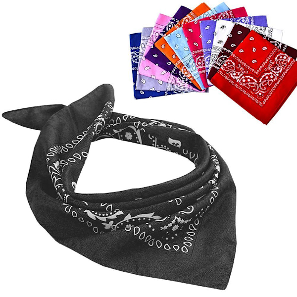 Bandana / Scarf med Paisleymönster - Välj färg Svart one size