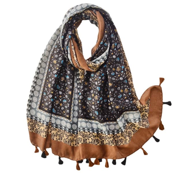Boho-halsduk för kvinnor Lätt blommig tryckt halsduk Modefrans