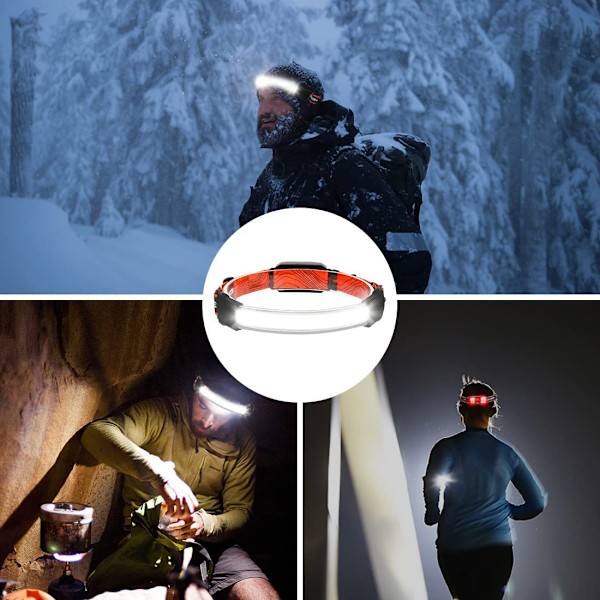 Innovativa Uppladdningsbara Pannlampor, Mycket Starkare Än Traditionella, LED-pannlampa Med Röd Varningslampa Bak, Stor Ytbelysning För