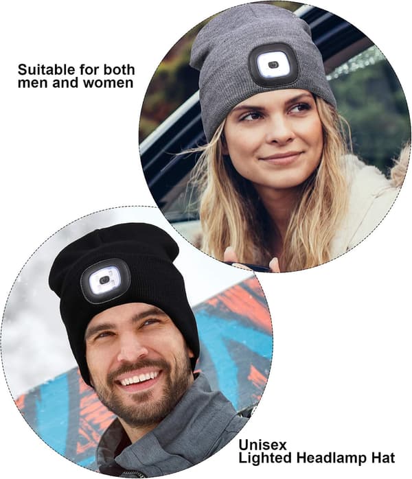 2 stk. Unisex LED Hue med 3 Hvide Lystilstande, Lysende