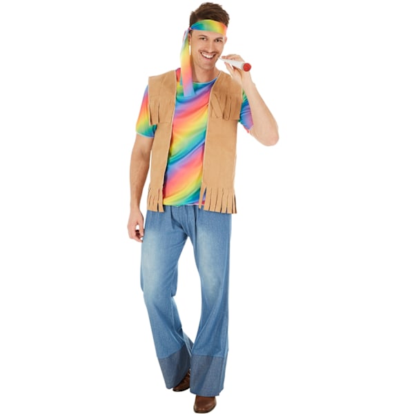tectake Maskeraddräkt Herr Cool Hippie MultiColor L