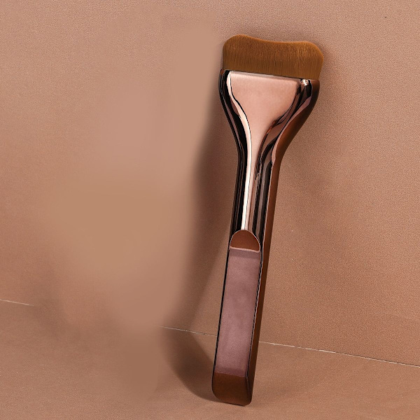 7-delt sæt med dobbeltendede brune makeupbørster