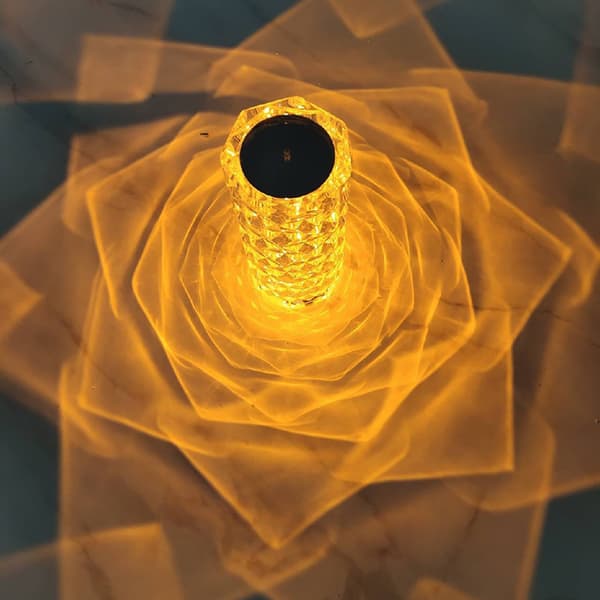 Krystal diamant bordlampe, tre farver USB opladning touch lys,