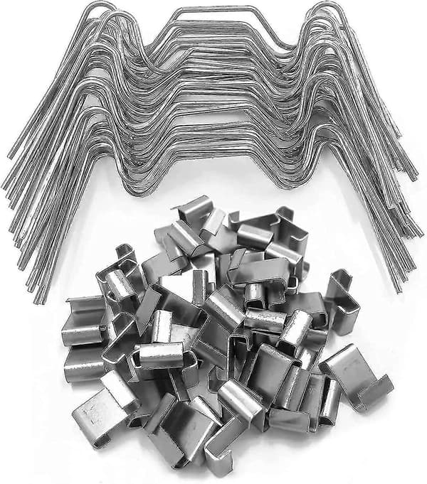 100 Stk. Festeklips for Drivhusglass Rustfritt Stål, 50x Drivhusglass W Wire Klips
