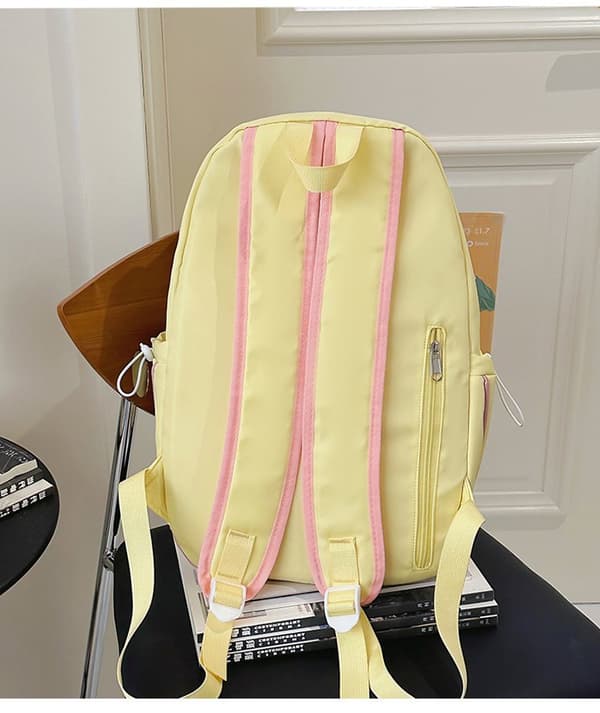 Nylon Rygsæk: Stor Kapacitet Studenter Rygsæk Yellow