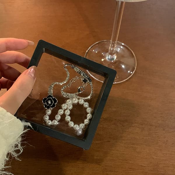 Blomster diamanter perlehalskæde mode temperament design sans