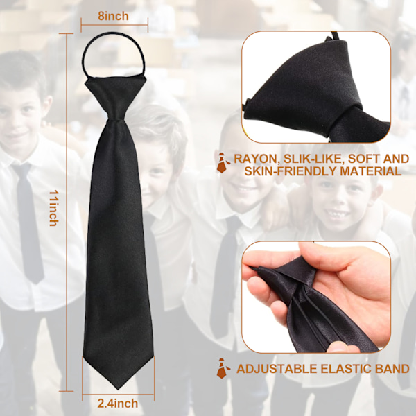 Jagowa 1PCS Barn Slips för Pojkar med Elastiskt Band Halsband Slips Knytna Halsdukar för Bröllop Skoluniformer (Svart, Blå, Röd)