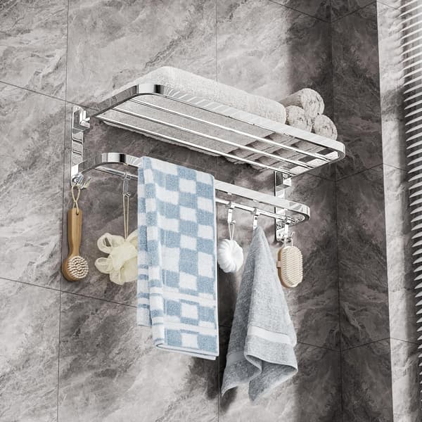 Håndklædeholder til badeværelse, vægmonteret håndklædestativ i rustfrit stål med foldbart design, rustbestandigt og holdbart badeværelsestilbehørssæt til moderne 80cm