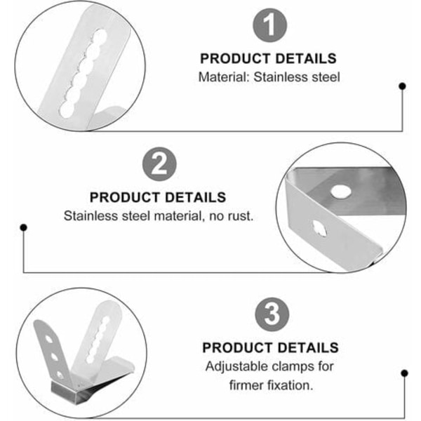 Stainless steel thermometer clip sensor clip bracket hole diameter 4mm 6 pieces silver suitable for 3.8mm probe