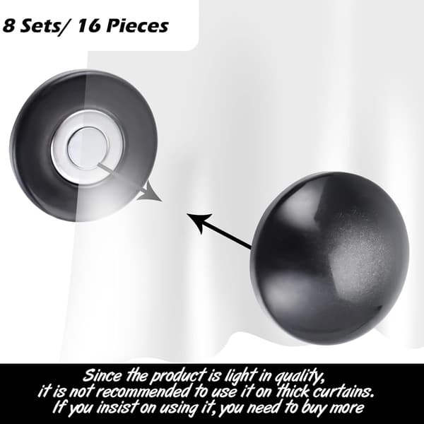 (Svart, 8 set) Magnetiska gardinvikter, plastbelagd tung D