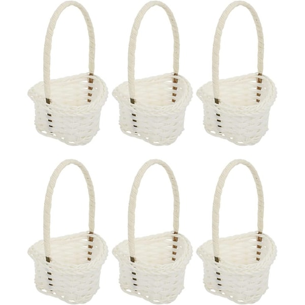 Mini Korgar För DIY Hantverk, Bröllopsdekoration Bärbar Korg, Set Om 6st Rustika Blomsterflickakorgar, Kompakt Storlek Plastrotting För
