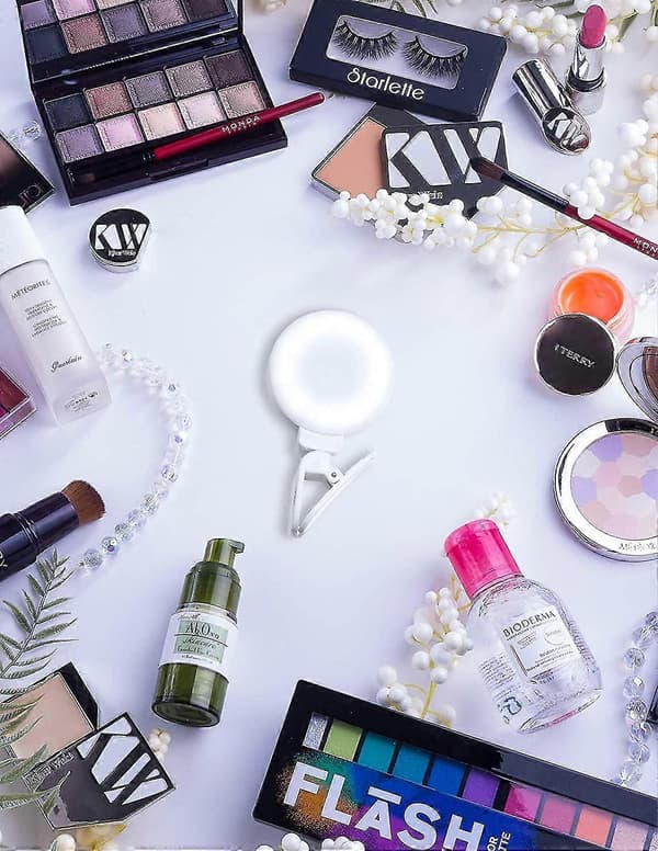 Selfie Ring Light Clip (oppladbar) - Selfie Ring Light for telefon eller laptop - hvit