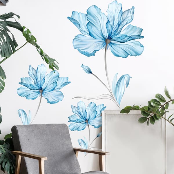 Blå plante blomst veggklistremerke