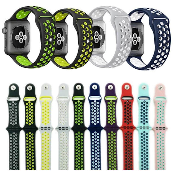 Apple Watch 4, 44mm, silikonrem grå/gul Grå/Gul M