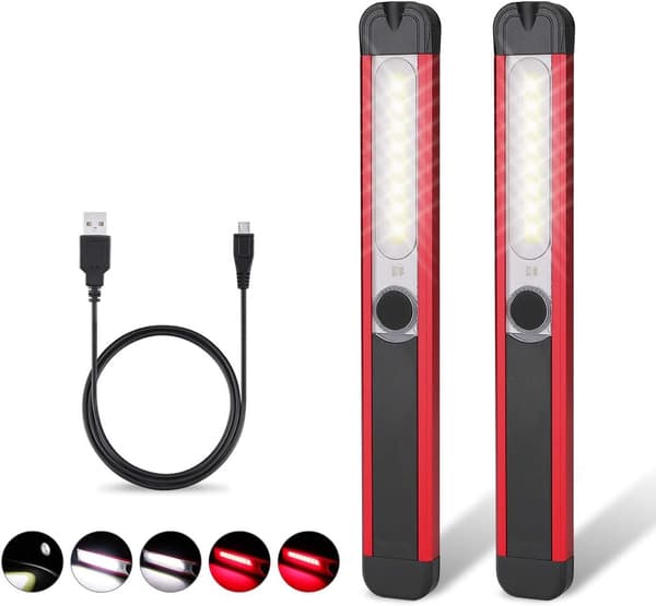 2 työvaloa, ladattava LED-työvalo COB-taskulamppu, 5 tilaa
