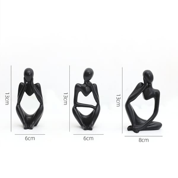 Minimalist borddekorasjon, statuemodell, svart bordpynt f