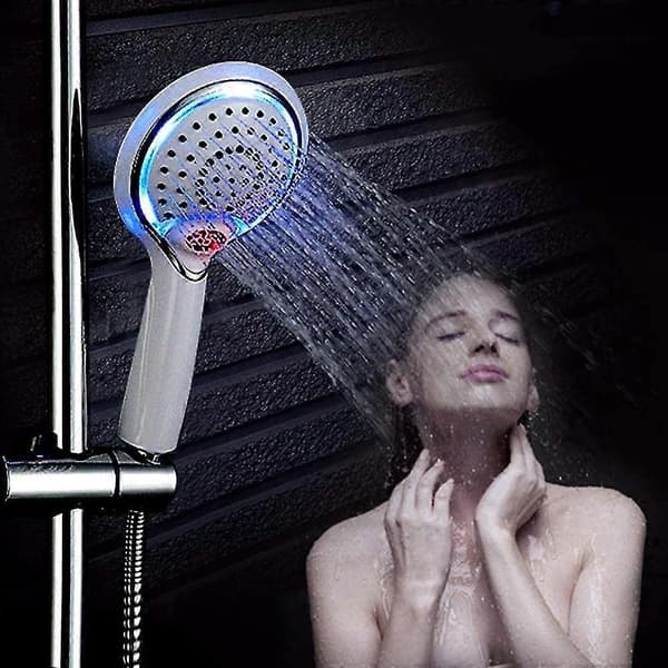 LED Brusehoved, LED Håndbruser, 3 Farver Temperaturkontrol Brusehoved