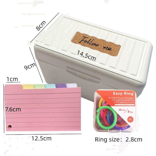 Indekskort med faner Flash Card Dividers Opbevaringsboks