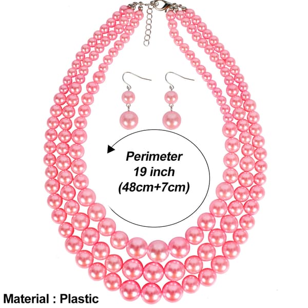 Statement halskædesæt med imiterede perler, stor chunky perlehalskæde elegant og sofistikeret simuleret perle statement halskæde perlebesat kunstnerisk retro Pink