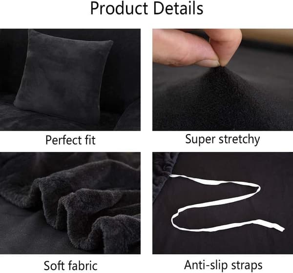 Elastisk sofatrekk, 1-delt fløyels elastisk sofatrekk, 1-seters sofa