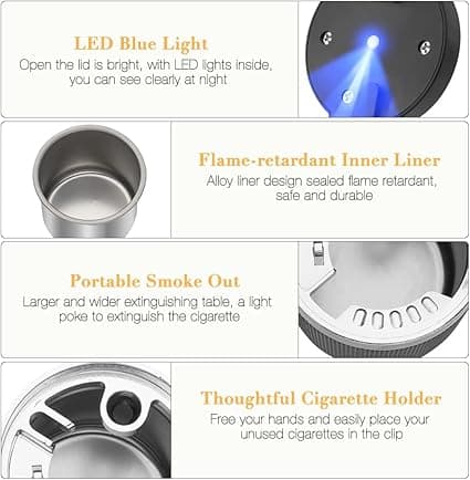 Bilaskebeger med LED-lys, 1 STK Avtakbart Lighter Bilaskebeger,