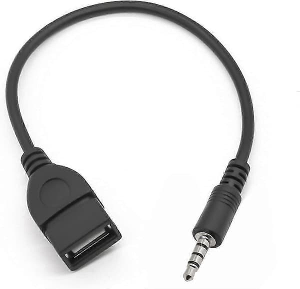2 stk. USB til Jack-adapter fra USB 2.0 til 3,5 mm han Auxiliary Stereo Audio Plug USB-konverter Jack-stik Musik kabel, egnet til bilradio, Aud